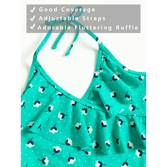 AS ROSE RICH Girls size 14 Swimsuit Ruffle One Piece Bathing Suits UPF50+ NWT - Picture 5 of 10